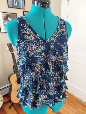 🔴3/$15 Route 66 Floral Ruffle Tank Top